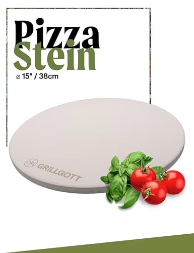 GrillGott - Pizzastein für Backofen & Gasgrill - Für Knusprigen Boden - Pizzastein 38cm Durchmesser aus Cordierit bis 900 °C - Wärme speichernd – Pizza wie vom Italiener