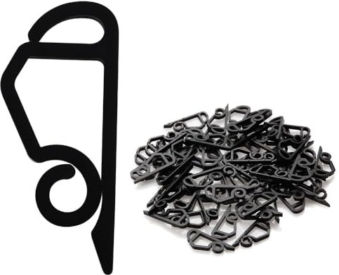 ANGIX 50 x Gutter Hooks, Christmas Lights Gutter Clips Heavy Duty Plastic Gutter Hanging Hooks/Clips for Outdoor Christmas Xmas String Lights Decoration (Black)