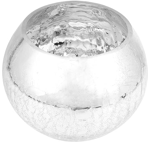 PRETYZOOM Silver-Plated Glass Flower Vase Small Round Modern Decorative Vase for Centerpiece Glittery Bowl Dried Flower Pot Table Decor