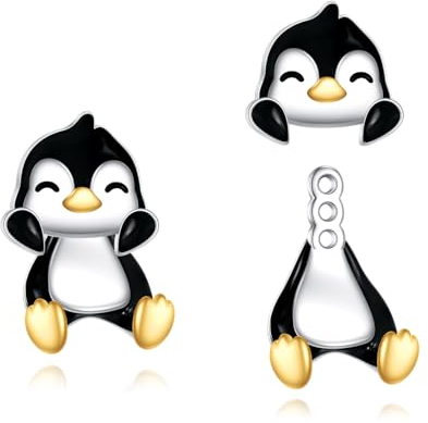 Pinguin Ohrstecker für Frauen Sterling Silber niedlich Tier Pinguin Leverback Ohrringe Schmuck Geschenk für Mädchen (Pinguine)