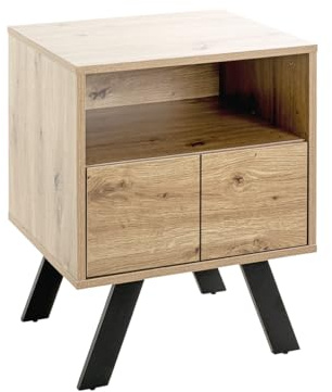 HAKU Konsole Eiche hell, schwarz, MDF, Metall - Maße: B 45 x H 60 x T 40 cm, Style: Modern