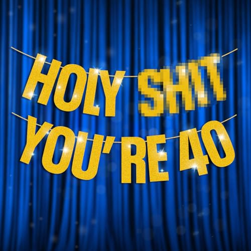 40th Birthday Banner Women Men 40th Birthday Decoration Banner 40 Happy Birthday Sign Happy 40th Birthday Banner Holy Sh*t You're 40 Happy Birthday Decorations Party Funny 40th Birthday Decorations