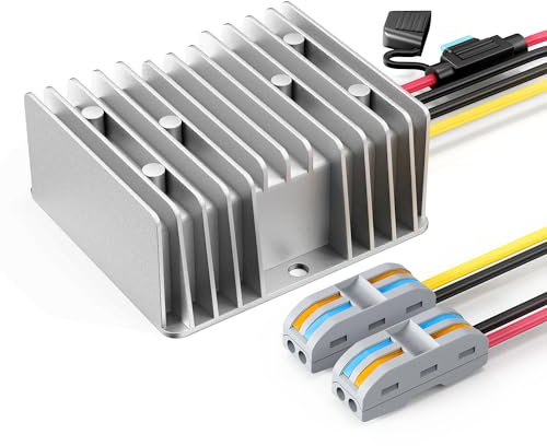 Convertisseur DC-DC 12V à 24V, Convertisseur DC 12V à 24V 10A 240W avec fusible Connecteur de câble étanche et Rapide, Convertisseur de Tension 12V à 24V pour voiturette de Golf LED Light Auto