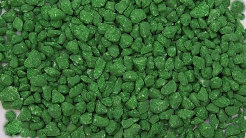Dihl Gravier de bassin d'aquarium de couleur verte 1 kg - Grain de 3 mm à 8 mm - Substrat naturel décoratif - Pour poissons, reptiles aquatiques, arthropodes, crustacés et amphibiens - 1 kg - Vert