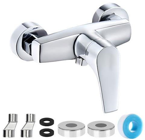 Xkzhrr Miscelatore doccia,Miscelatore Doccia Esterno,Rubinetto doccia da muro, Miscelatore per Doccia Cromato con Bocca G ½,Materiale in lega di zinco(argenteo)
