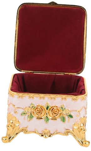 LALADEFIEE Boîte Boîte à Bijoux Vintage Porte-bijoux Bijoux De Main Bijoux Anciens Étui à Bibelots Coffret à Bijoux Décor Cas De Stockage De Bijoux Étui à Bague Rose Alliage De Zinc
