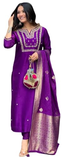 The Red Lion Enterprise Partywear wedding Function wear Anarkali Dress, Alia cut kurti pant and Dupatta 3pc set for women
