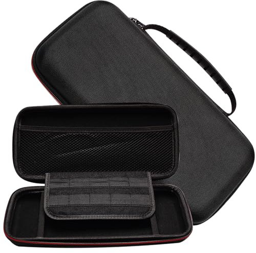 Haofun Custodia per Nintendo Switch 2, Custodia da Trasporto in Pelle Testurizzata, Custodia da Viaggio Rigida Portatile con Più Spazio Per Console di Gioco e Altri Accessori - Nero