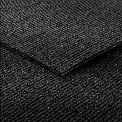 Livelynine Black Carpet Tiles Self Adhesive for Living Room Bedroom Office Carpet Floor Tiles Heavy Duty 60x60CM 16 Pcs Washable Black Square Floor Covering for Commercial Apartment Dark Flooring Tile