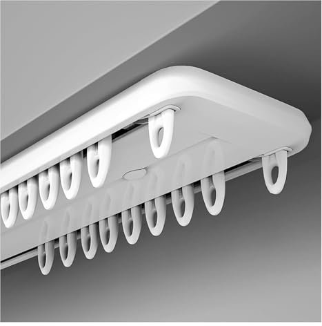 Vorhangschiene, Gebogene Vorhangschiene, Doppelte Vorhangschiene for Fenster, Gleitvorhangstangen-Set mit geräuscharmen Riemenscheibenbeschlägen for Erkerfenster, Schlafzimmer-Raumteiler(12.5ft)