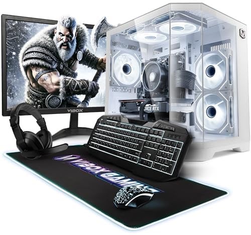 Vibox Gaming PC Bundle • AMD Ryzen 5 5500 4.2GHz • Nvidia RTX 3050 6GB • 16GB RAM • 1TB NVMe SSD • Windows 11 • 23 Monitor • WiFi • White