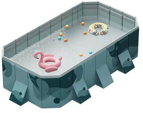 DLDXFKGV Großes Familien-Schwimmbad, faltbarer Pool, nicht aufblasbarer Rahmen, Outdoor-Schwimmbad, geeignet für Kinder, Erwachsene und Haustierhunde, großer rechteckiger Swimmingpool (1,6 m)