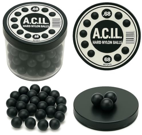 40 x Hard Nylon Balls in 68 caliber Paintballs Solid Balls Precision Training Ammo for Paintball, RAM & Self Defense Pistols – Durable Reusable Projectiles