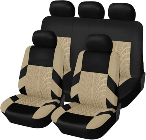 SZFCL Auto Sitzbezüge Sets für VW Taigo/Taigo R-Line SUV Crossover, 5 Sitzer Allwetter Atmungsaktiv Autositz Schonbezug Innenraum Zubehör,Beige