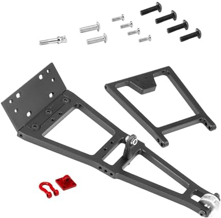 mophrati Reliable Aluminum Alloy RC Winch Truck Tow Crane Arm 1/10 Scale Vehicles Offering Robust Construction RC Winch Double Stent Truck Tow Crane Arm Wrecker, black