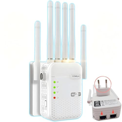 Upgraded WiFi Extender Booster,WiFi Repeater,Repeater/Router/Ap Mode,Covers Up to 11800 Sq.ft and 40+ Devices,WiFi Repeater with 6 Antennas 2 LAN Ports,1-Click Setup & Ethernet Port