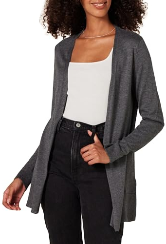 Amazon Essentials Women's Lightweight Open-Front Cardigan Sweater (Available in Plus Size), Charcoal Heather, XXL