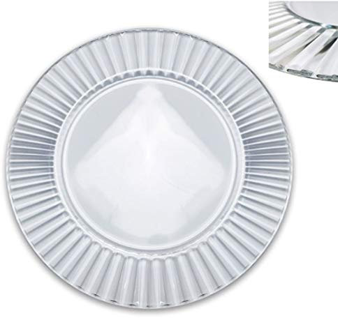 Sottopiatto vetro trasparente 32cm con decoro (Diva)