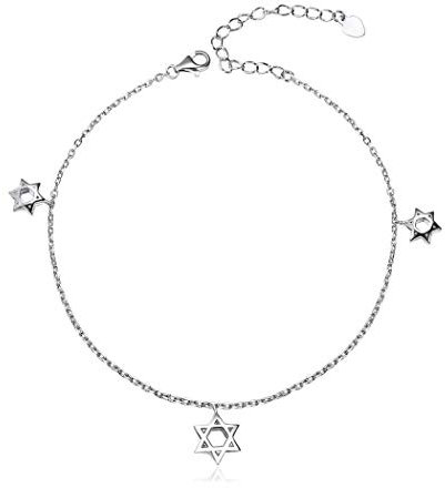Bracelet Cheville Argent 925 Chaîne de Cheville avec Charm Etoile de David pour Femme