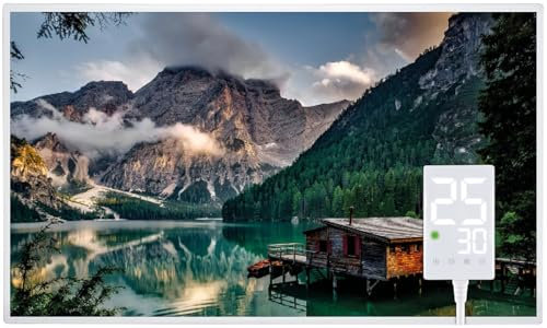 Heidenfeld Infrarotheizung HF-HP105 | 𝟭𝟬 𝐉𝐀𝐇𝐑𝐄 𝐆𝐀𝐑𝐀𝐍𝐓𝐈𝐄 - 600 Watt - Bis 16 m² - Infrarot Heizkörper - Elektroheizung mit Thermostat - Überhitzungsschutz (600 Watt, Bergsee)