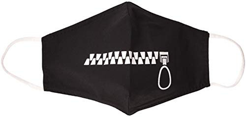styleBREAKER Damen Baumwoll Stoffmaske Einfarbig mit verschiedenen Motiven, Doppellagig, Waschbar, Community Maske 08040007, Farbe:Zipper - Schwarz