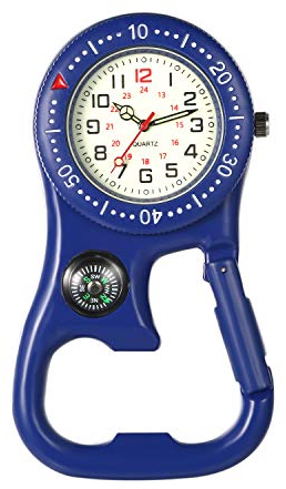 Avaner Taschenuhr mit Karabiner Unisex FOB Analog Quarzwerk Krankenschwesteruhr für Klettern Sport (Blau)