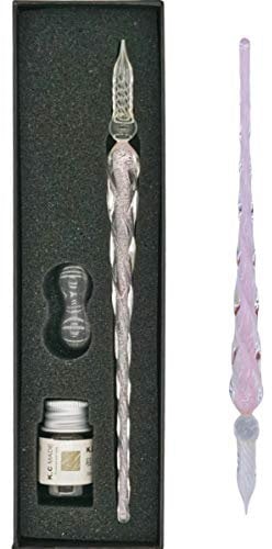 EACHHAHA Glass Dip Pen,Crystal Signature Pen for Art, Writing, Signatures — Decoration and Business Gift (3 piece Pink Pen)