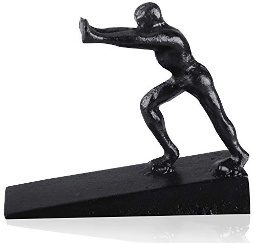 Cast Iron Door Stop, Decorative Rustic Heavy Duty Door Stopper, Man Door Stop Wedge to Stop Your Bedroom, Bath and Exterior Doors