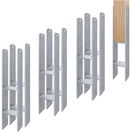 Aufun 6 Stück H-Pfostenträger in Ausführung 101mm H-anker H-Form Stahlträger- 600 mm Länge, Materialstärke 5mm (6 Stück 101mm)