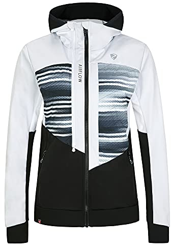 Ziener Damen Neta Softshell- / Hybrid-Jacke Skitour | atmungsaktiv, winddicht, funktionell, black stripe, 44