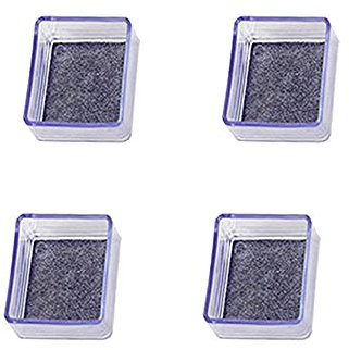 Zoyay Caps for Desk Feet Chair Leg Clear Silicone Caps with Felt Table Feet Pads Covers Furniture Caster Wooden Floor Protectors Prevent Scratches Square-Transparent_4pcs_80-80mm