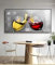 SXKJ Abstrait rouge jaune verre de vin toile peinture salle à manger cuisine mur moderne décoration de la maison mur Art photos imprime 50x100 cm sans cadre