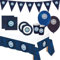 Lage Set Decorazioni Kit per Festa di Compleanno Inter Calcio addobbi da tavola per 8 Persone (8 Piatti - 8 Bicchieri - 20 tovaglioli - 12 Palloncini - 1 tovaglia - 1 Set da 12 bandierine)
