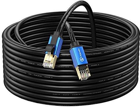 Abireiv Cavo Ethernet Cat7, cavo Ethernet Cat7 per esterni, tripla schermatura SSTP, 10 Gbps, 600 MHz, cavo patch Ethernet per modem router LAN RJ45, resistente ai raggi UV e all'acqua, sepoltura