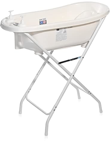 Lorelli - Bañera con Patas para Bebé 88cm con Termómetro y reductor - Con tubo para desaguar y ventosa para mayor seguridad - Incluye 2 botellitas para jabon