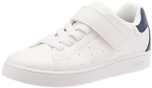 Geox J ECLYPER Boy A Sneaker, White/Navy, 35 EU