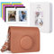 HIYQIN Fuji Mini Evo Kamera Tasche mit Fotoalbum/Zubehör - Schützende Ledertasche Kompatibel mit Fujifilm Instax Mini Evo Sofortbildkamera - Braun + Weiß
