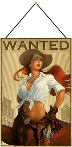 Metall Schild 20x30cm mit Kordel Wanted Frau Pferd Pferdefrau Blechschild
