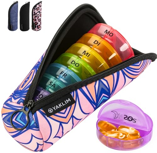 Pillendose 7 Tage 2 Fächer Tablettenbox 7 Tage Morgens Abends, Tabletten Box 7tage Große Fächer Mit 14 Extra Großen Fächern Für Woche Tragbare Reise Tabletten Organizer Für Vitamin (rosa)