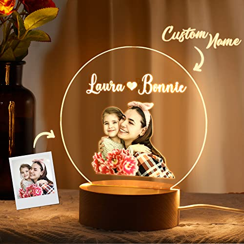 VEELU 3d Foto Lampe Personalisiert Foto Gravur Trophäennachtlampe mit eigenem Bild &Text 7 Farbe Nachtlicht Dekoration Geburtstag Jubiläum Geschenke für Mama Papa Freund (Warmes Licht)