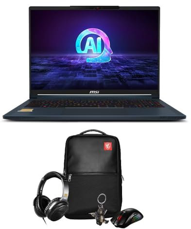 MSI 20th Anniversary Stealth AI Studio Gaming Laptop Bundle - (16 16:10 QHD+ panel, Intel Core Ultra 9 185H, NVIDIA GeForce RTX 4070, 32GB RAM, 2TB SSD, Windows 11 Pro) - Star Blue