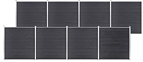 Yolola WPC Zaun Zaunelement Set WPC Sichtschutzzaun Komplettset mit 8 Elemente WPC Sichtschutzzaun Windschutz, Zaun Gartenzaun Wpc Zaun Komplettset Grau