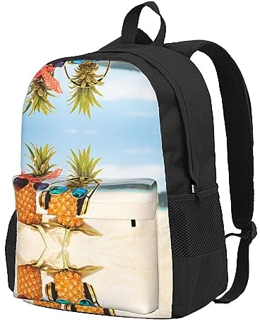 StOlmx Strand Zwei Ananas Meer Laptop Rucksack Reise Rucksack Große Wickeltasche Arzt Tasche, Schwarz , One size