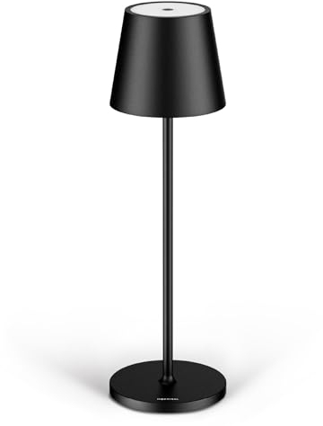 Stilosa Classica 3 - Dimmbare LED Akku-Tischlampe IP54 Indoor & Outdoor - Aufladbar - Warme Lichtfarbe - Designer Tischleuchte mit USB-C Port - Schwarz