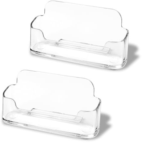 Lot de 2 supports de cartes de visite en acrylique pour bureau, grande capacité, en plastique transparent, pour cartes de visite de 30 à 50 cartes de visite