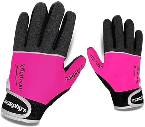 Murphys V2 Gaelic Football Adult's Gloves, Premium Latex Field Players Mittens, Durable Hook and Loop Closure, Pink and Black, 7, Extra Small