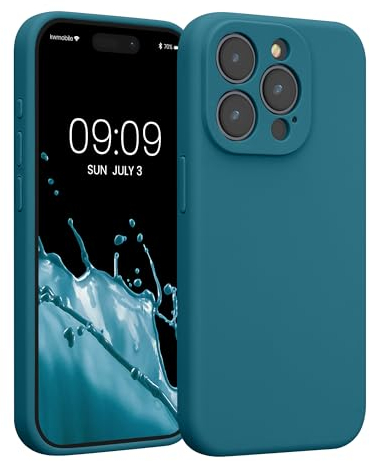 kwmobile Custodia Compatibile con Apple iPhone 15 Pro Cover - Back Case per Smartphone in Silicone TPU - Protezione Gommata - petrolio matt