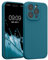 kwmobile Handyhülle kompatibel mit Apple iPhone 15 Pro Hülle - gummierte Handy Case aus Silikon in Petrol matt
