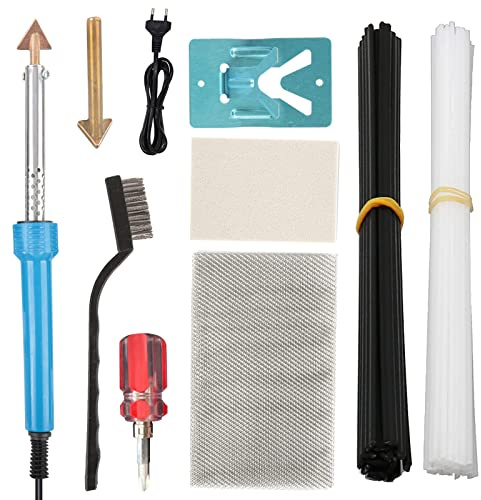 Soudage Plastiqu Soudeuse avec 3 Température Réglable 100W Réparation Soudeur Plastique avec Baguettes de Soudage, Pointe de fer à Souder, Soudure Plastique pour Voitures (80W)