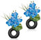 2er-Set Mini Kunstpflanze Orchideen Kunstblumen mit Keramik Donut Vase Künstliche Deko Blumen Kunstblumen Wie Echt Mit Real-Touch Blüten im Keramiktopf Tischdeko Fensterbank Deko, Blau